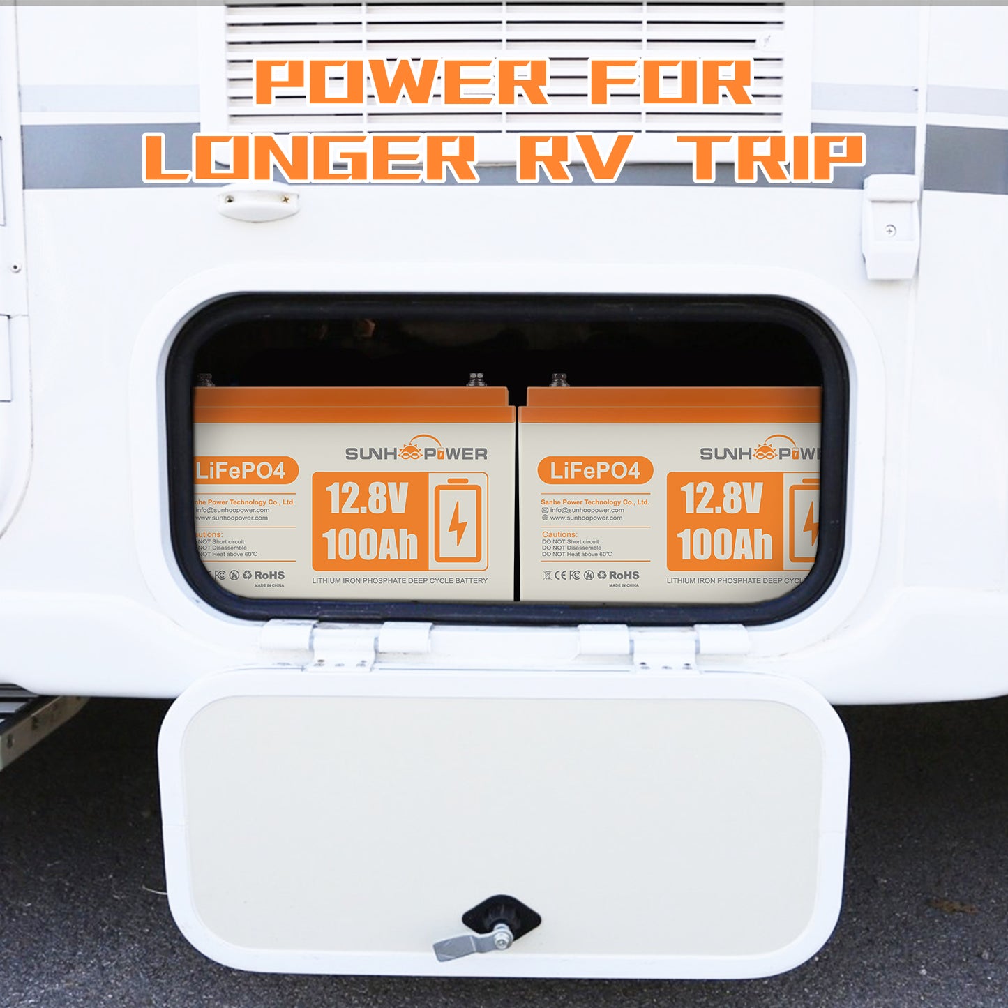 SUNHOOPOWER 12.8V 100Ah LiFePO4 Battery, Bulit-in 100A BMS, 1280WH Energy